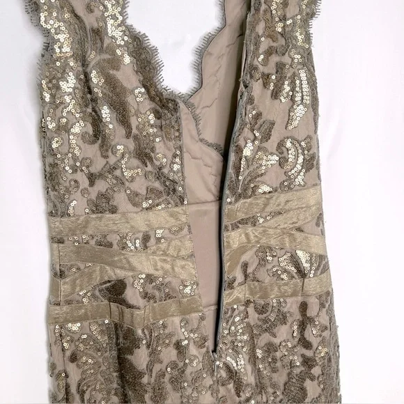 Tadashi Shoji Sequin Lace V-Neck Cocktail Dress - Picture 11 of 15